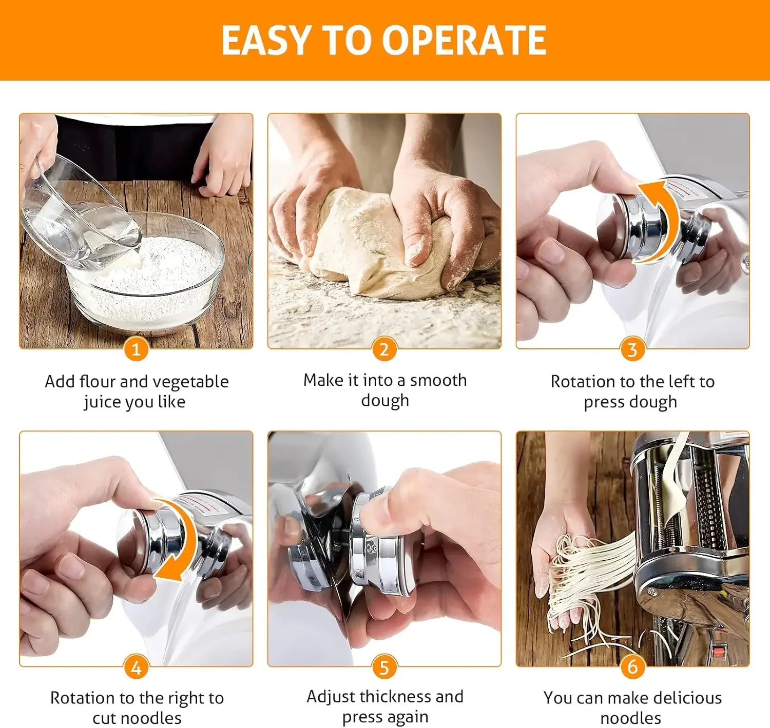 Electric Pasta Maker Machine Pasta Dough Spaghetti Roller Noodle Pressing Machine Stainless Steel 135W for Home Family Use (1.5m