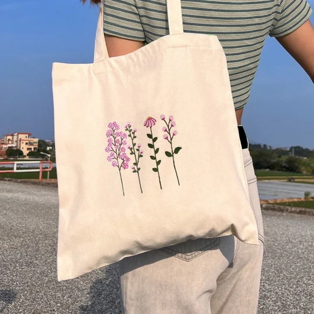 Custom Bridesmaid bags,trendy cute preppy tote bag,aesthetic pink floral canvas tote bag,reusable cotton tote bag,gift for her