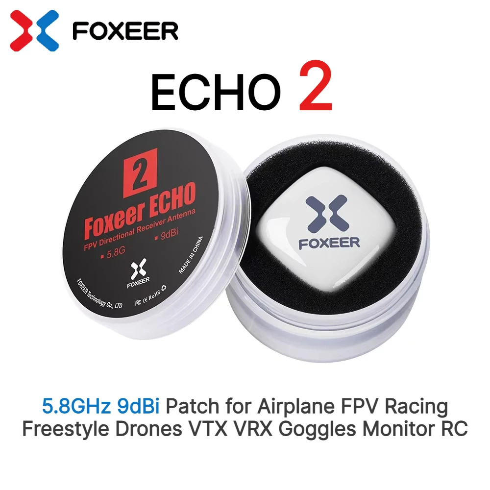 Foxeer Echo V2 5.8GHz 9dBi Patch Antenna LHCP RHCP for RC Airplane FPV Racing Freestyle Drones VTX VRX FPV Goggles and Monitor