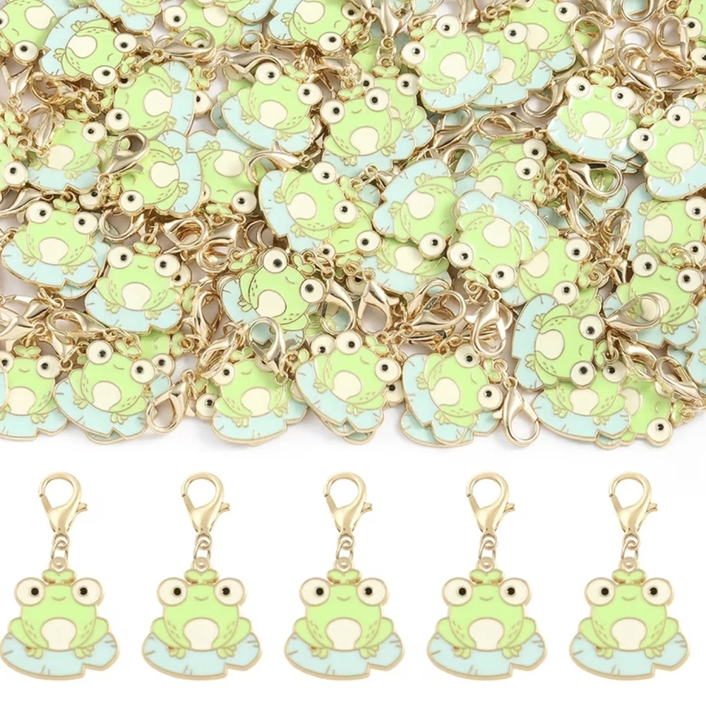 6/15 Stück Kawaii Frosch-Schlüsselanhänger aus Zinklegierung mit Karabinerverschluss, trendige Taschenanhänger, Damen-Accessoires, Großpackung, Geschenk für Feiertage und Geburtstage – Detail 3
