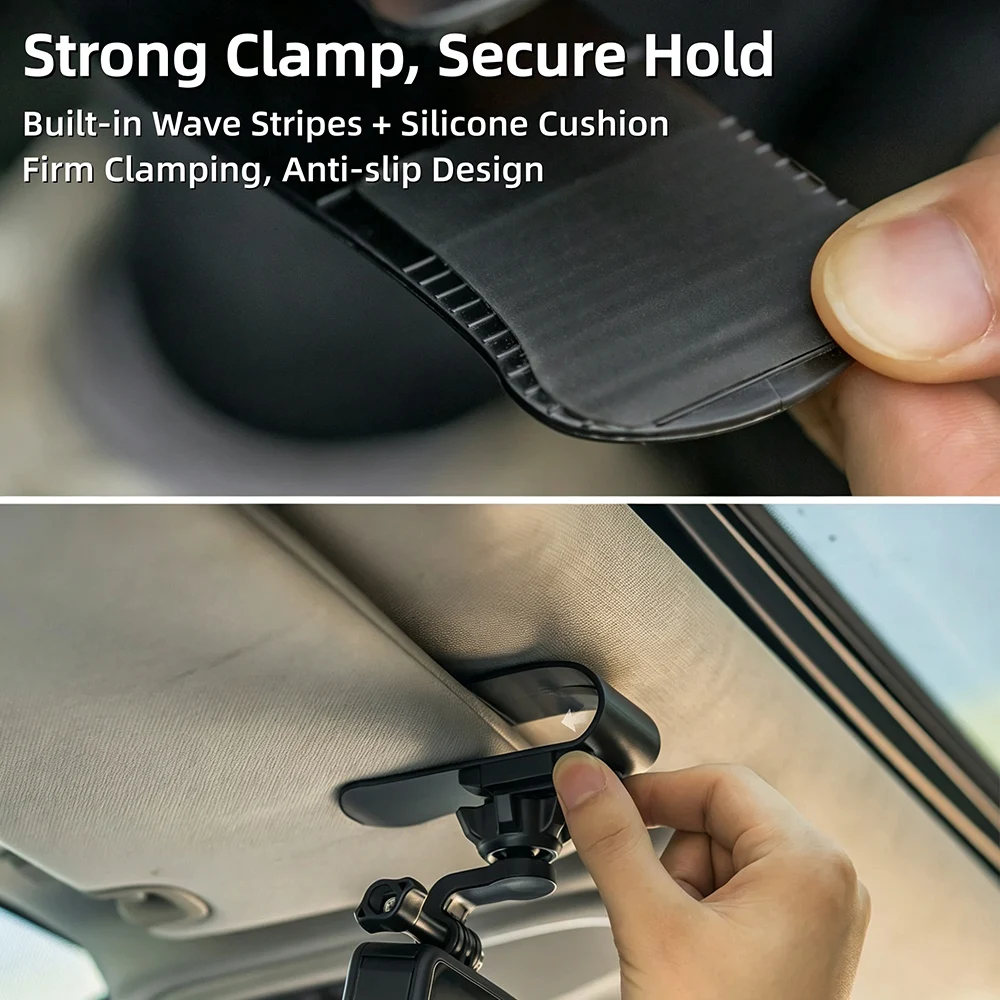 Car Sun Visor Mount Car Clip Bracket for GoPro Hero13/12 DJI Action 6/5Pro/4 Insta360 Action Camera Car Vlog Dashcam Accessories