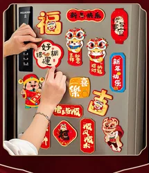 Cute Chinese New Year Fridge Magnets Traditional Festive God of Wealth Refrigerator Magnet Cartoon Snake Year Hanging Pendent