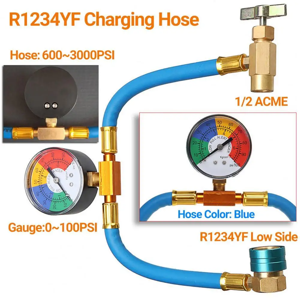 Recharge Hose Durable High Pressure Resistance with Gauge R1234YF Auto Air Conditioning Charging Hose for Car