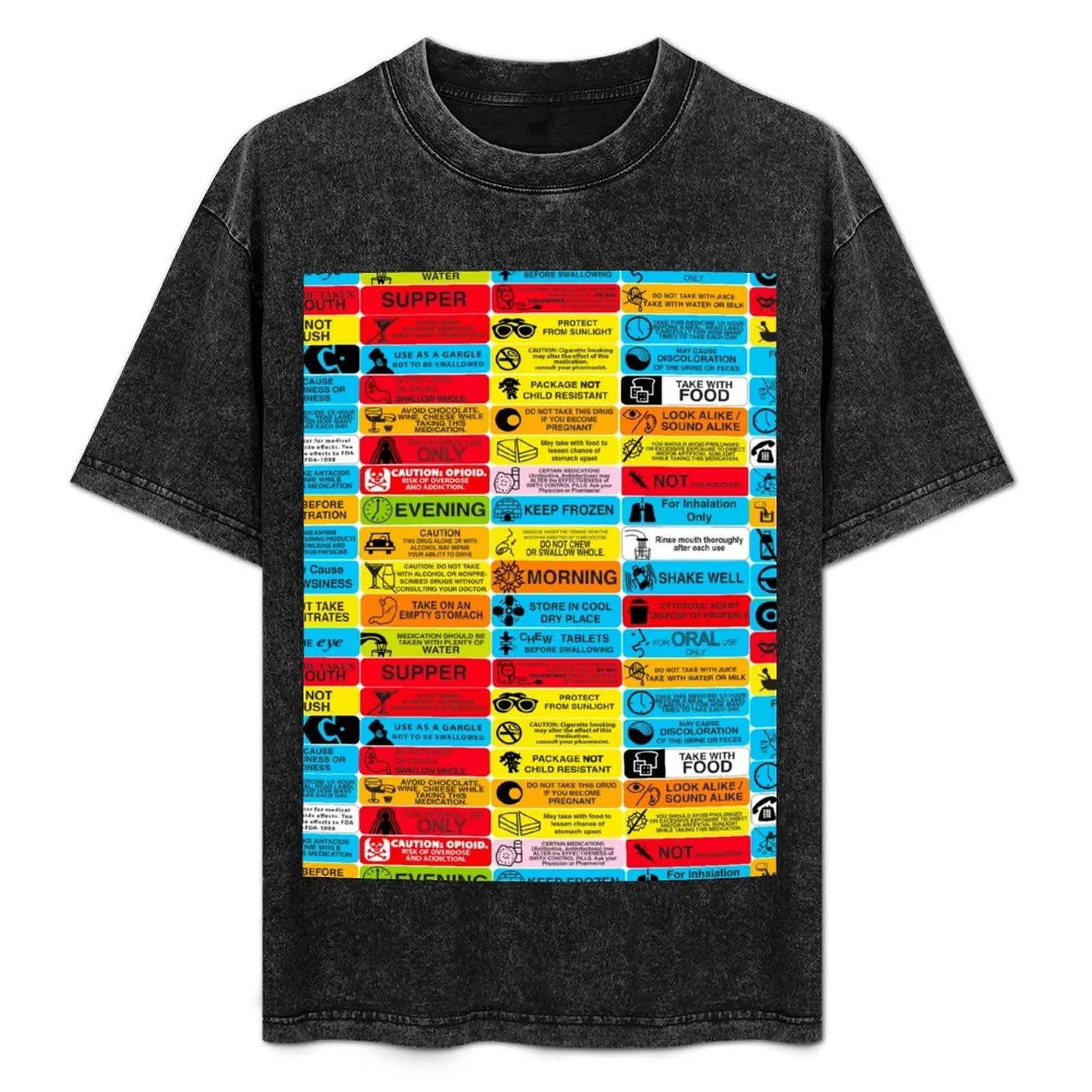 

Prescription warning labels T-Shirt Graphic Print Short Sleeve T-Shirt
