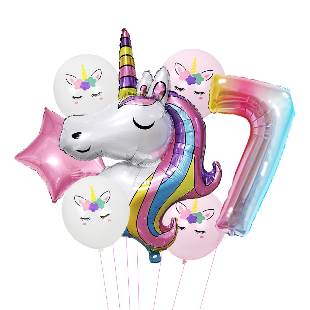 Einhorn Party Luftballons Nummer Folie Luftballons 1 2 3 4 Jahre Einhorn Geburtstags feier Dekoration Regenbogen Einhorn Luftballons Baby party – Detail 8