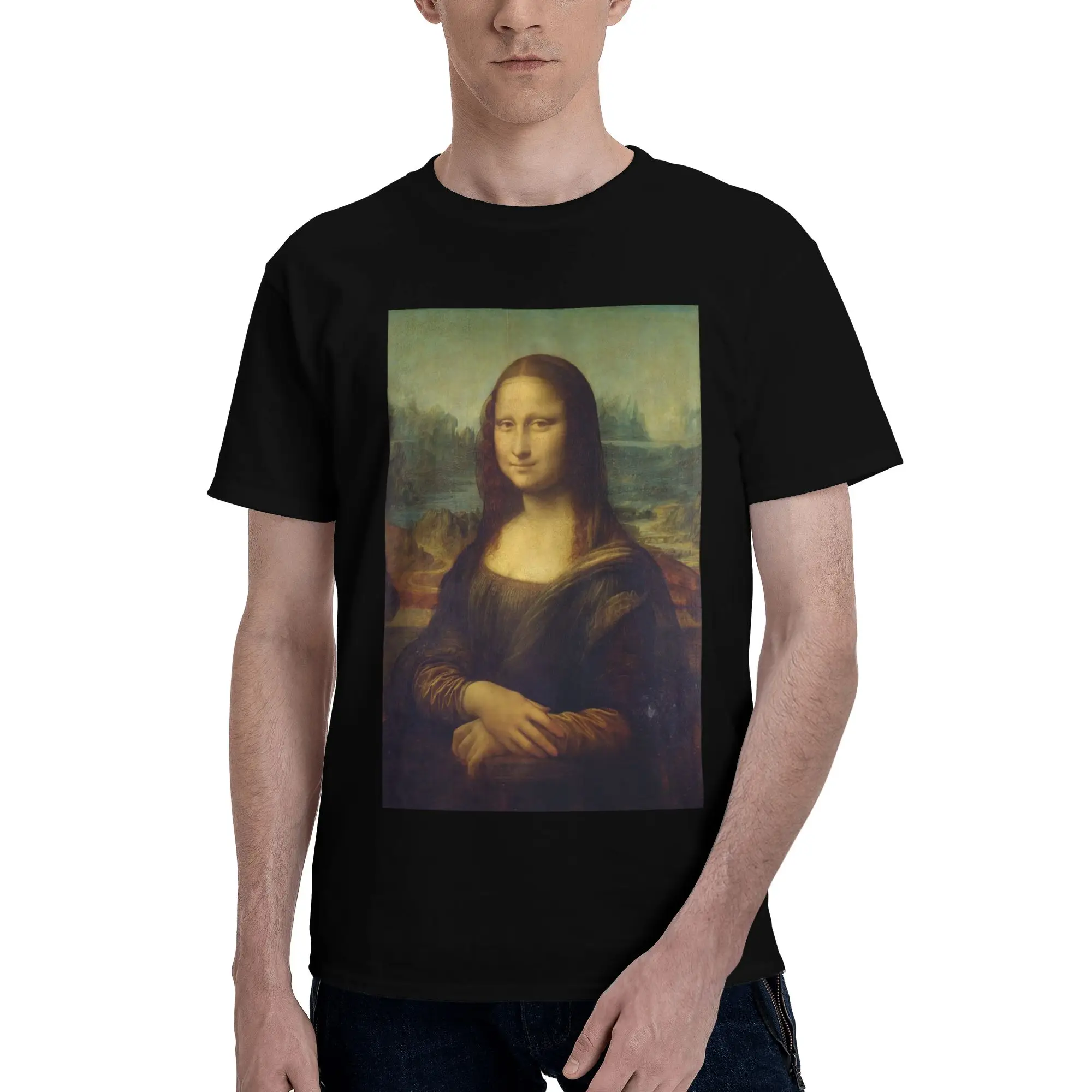 

Mona Lisa By Leonardo Da Vinci 100% Cotton T-Shirt Men'sFunny T Shirts Men O-Neck Short Sleeve S-6XL