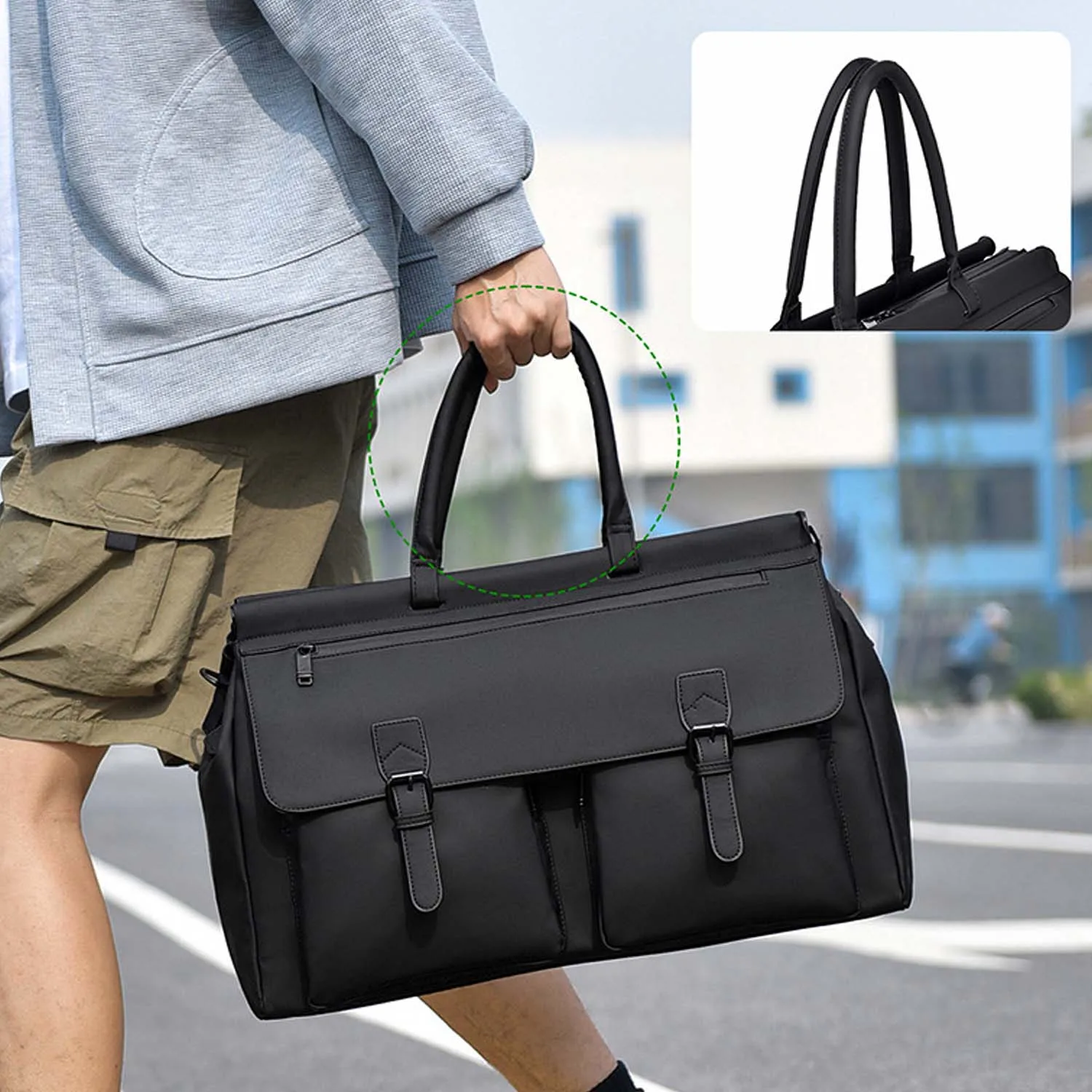 Sac de travail pour homme, sac de voyage de grande capacité avec compartiment humide/sec séparé, sac de voyage multifonctionnel pour la salle de sport, les voyages d'affaires