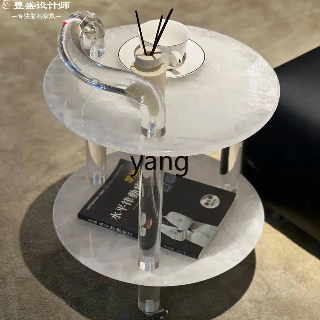 

LZR natural marble corner few design villa home bedside table