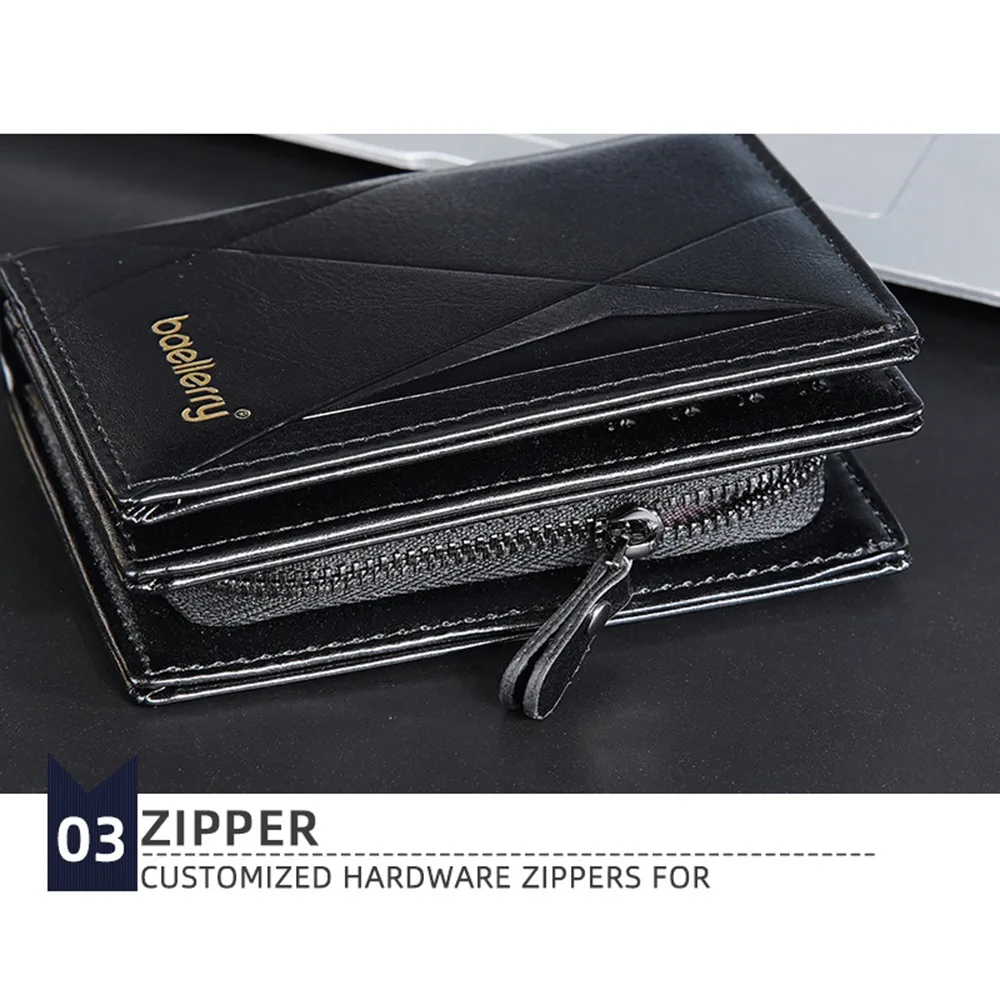 Деловой мужской короткий кошелек из искусственной кожи на молнии, повседневный мужской кожаный кошелек, мягкие многофункциональные 2-кратные кошельки, подарок