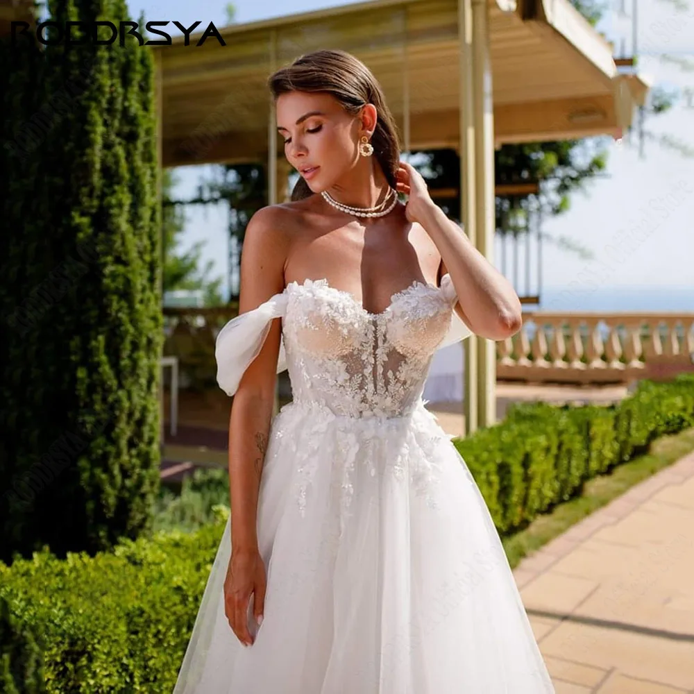 Roddrsya Off Shoulder wedding dress for bride Sweetheart Lace up Exquisite abito da sposa applique a - line Custom made bride GownRODDRSYA-Robe de mariée A-Line à lacets, décolletée, exquise, sur mesure