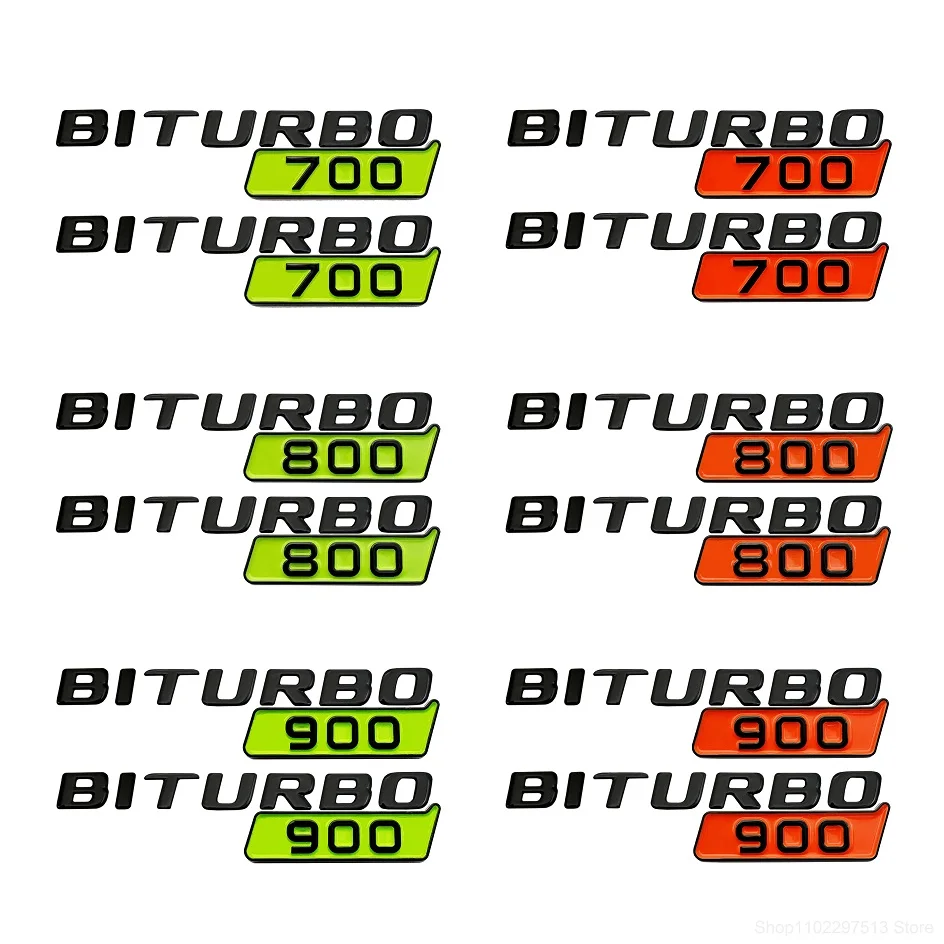 

Green Orange ABS BITURBO 700 800 900 Logo Car Fender Trunk Emblem Decals Sticker For Brabus G Class G700 G800 G900 W463 W464