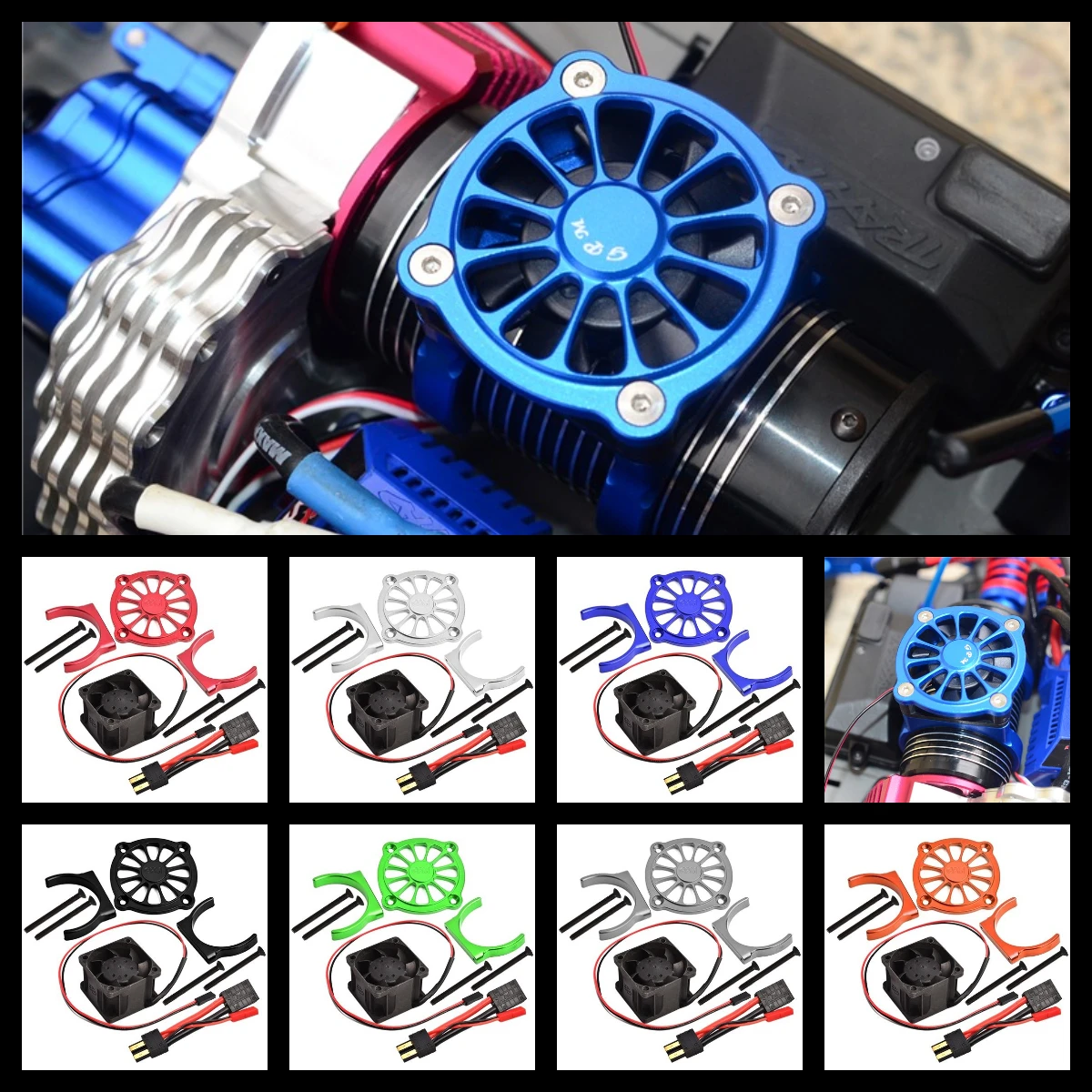 

GPM Aluminum Motor Heatsink With Cooling Fan For TRAXXA1/10 E-Revo Vxl Brushless
