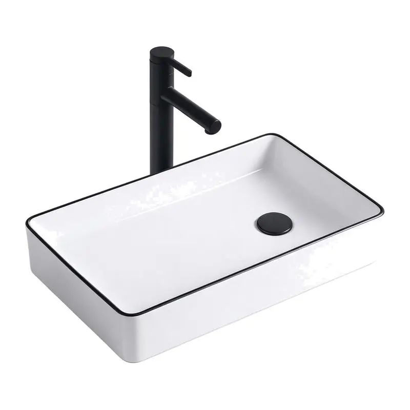 Ceramic Table Basin Left and Right Sides Launching Balcony Washing Machine Wash Basin Household Black Edge Face Wash Basin Pool