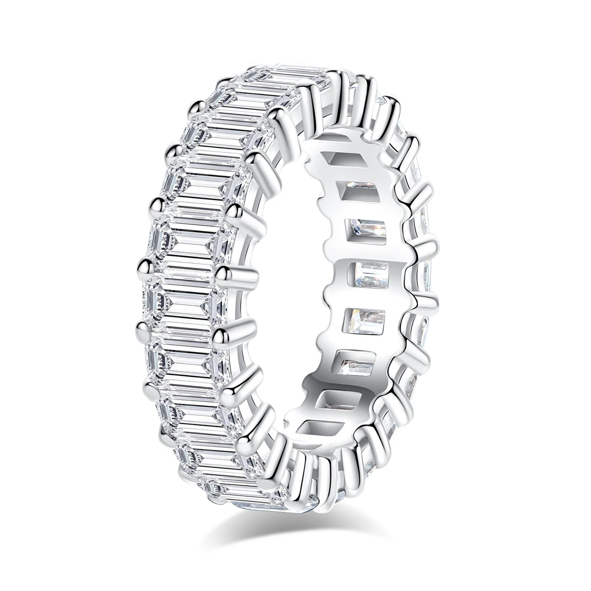 AnuJewel 3*5mm 8.1cttw Emerald Moissanite Eternity Ring