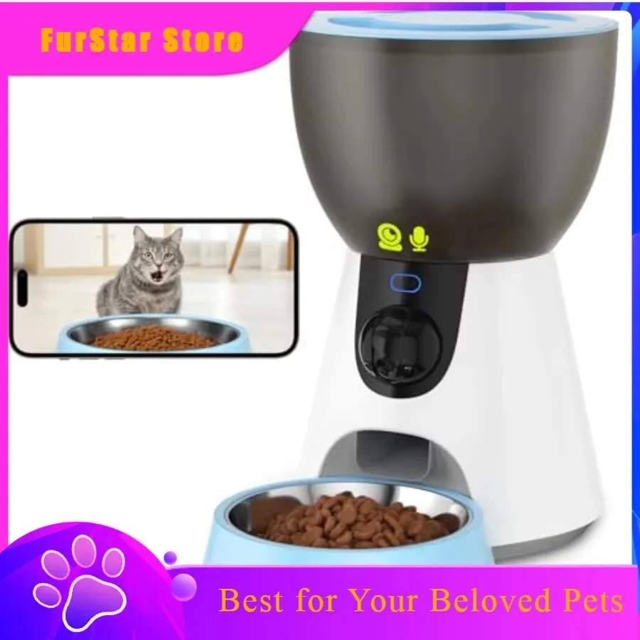 FurStarAutomatic Pet Feeder With Camera 1304P HD Video Night Vision 2-Way Voice 2.4G 5G WiFi APP Control 4L Timed Feeder For Cat