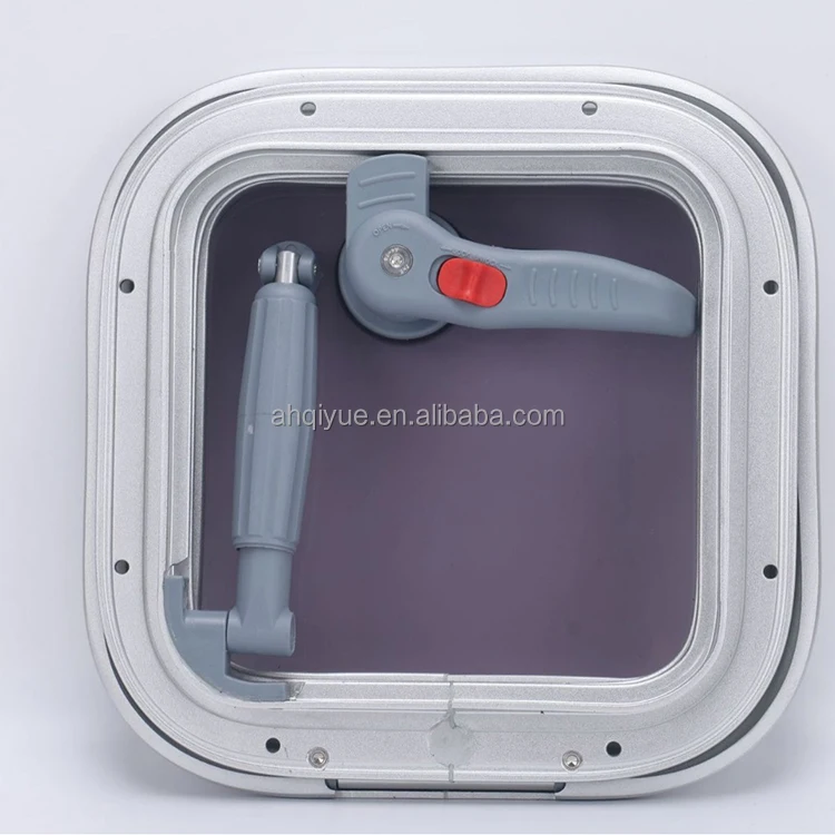 Boat Hatch Window 260x260mm Aluminum Frame Acrylic Porthole Skylights with Stainless Steel Support Rod for Yachts RVs