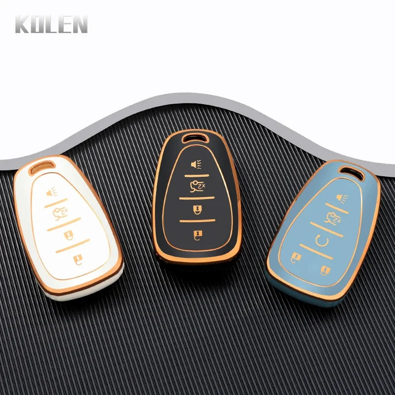 New TPU Car Remote Key Case Cover Shell Fob For Chevrolet Chevy Camaro Cruze Malibu Sonic Volt Tracker Spark Bolt Trax Keyless view 2