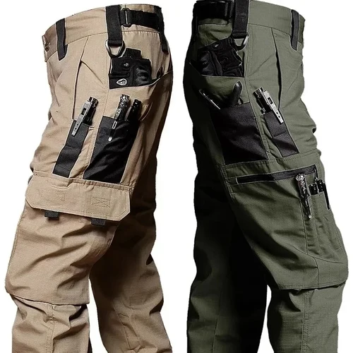 Pantalones de trabajo al aire libre para hombre, pantalones Cargo tácticos de 2 uds, nueva ropa de trabajo resistente al desgaste con múltiples bolsillos, pantalones de senderismo impermeables para exteriores