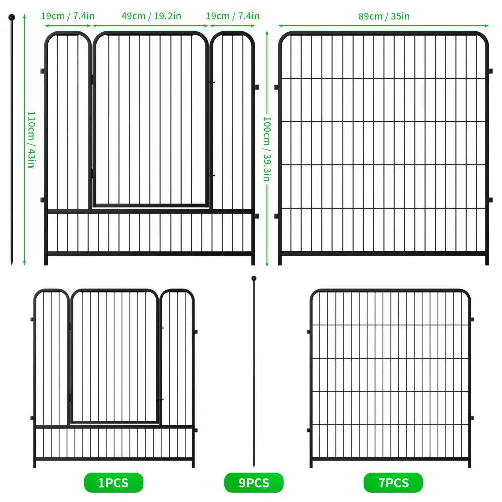 40inX23ft Metal Garden Fence Border Rustic Style Decorative Garden Fence Animal Barrier Landscape Pathway Edge Iron Fence Panels