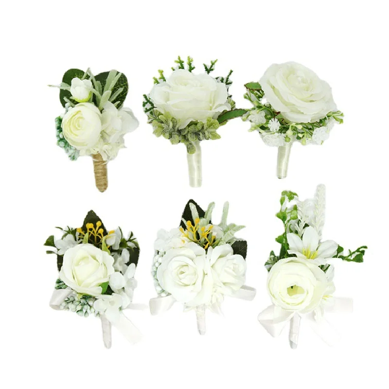 Boutonniere And Wrist Corsage Wedding Supplies Wedding Flower Art Simulation Flower Business Celebration Opening Guests 138