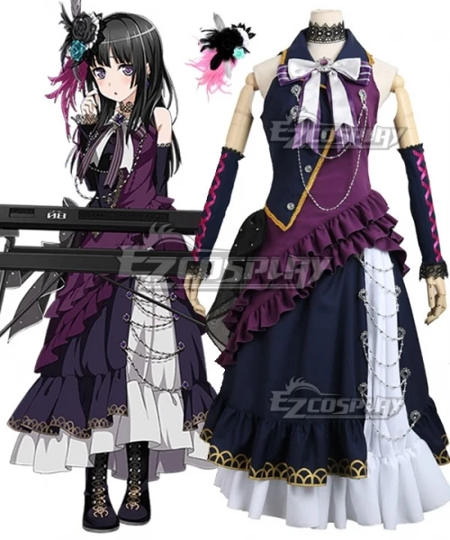 

BanG Dream! Roselia Shirokane Rinko BLACK SHOUT Dress Suit Halloween Party Women Skirt Set Christmas Cosplay Costume E001