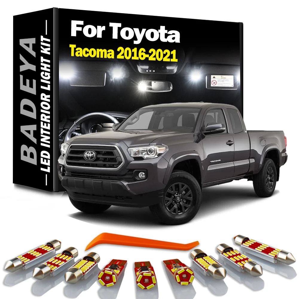 BADEYA 13Pcs Canbus Car LED Interior Dome Map Plate Light Kit For Toyota Tacoma 2016 2017 2018 2019 2020 2021 Vanity Mirror Bulb