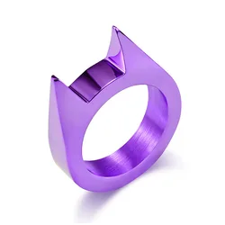 Purple Safe Survival Men's Women's Self Defense Ring Emergency Broken Window Outdoor Survival Protection Accessories Portable