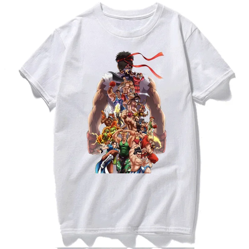 Cool Street Fighting Fighters T-Shirt Men Ryu Hadouken O Neck 100% Cotton T Shirt Game Funny Harajuku Short Sve Tee Shirt New