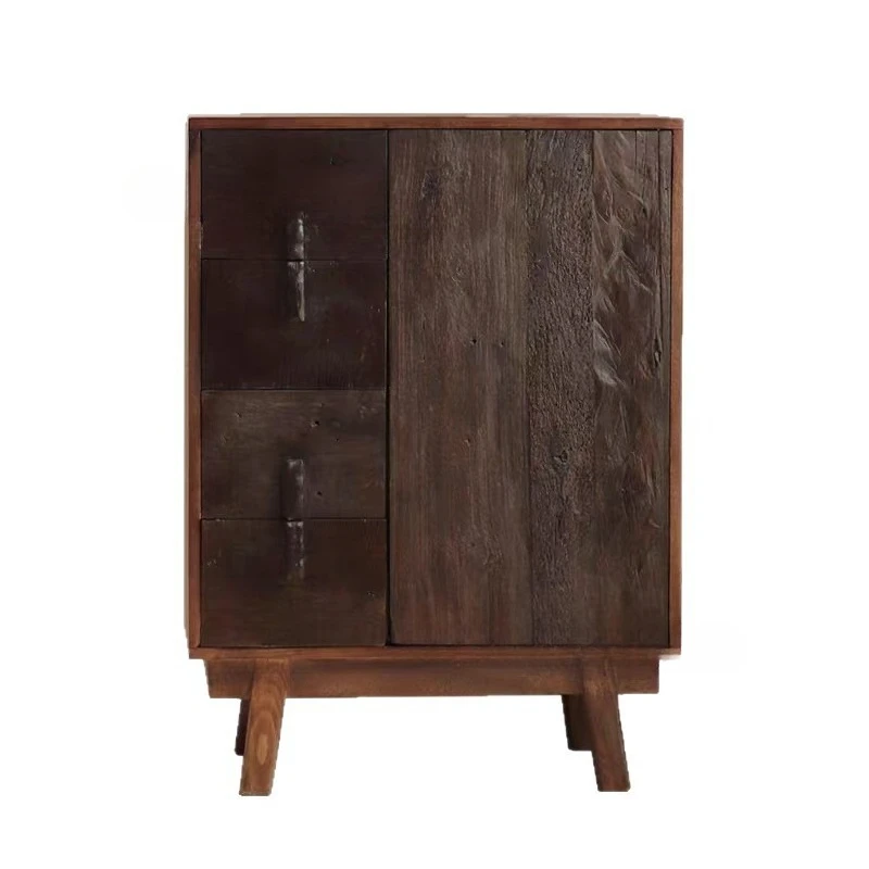 Wabi Side Cabinet Solid Wood Retro Bucket Cabinet Dining Side Cabinet Storage Locker Ancient Style