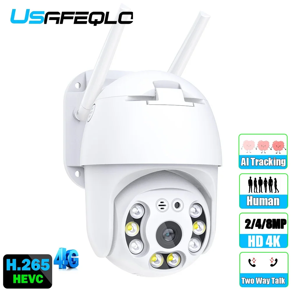 

8MP 4G SIM Card Security Camera WiFi Outdoor 4MP HD PTZ CCTV Surveillance Cameras H.265 Speed Dome Auto Tracking iCSee Alexa