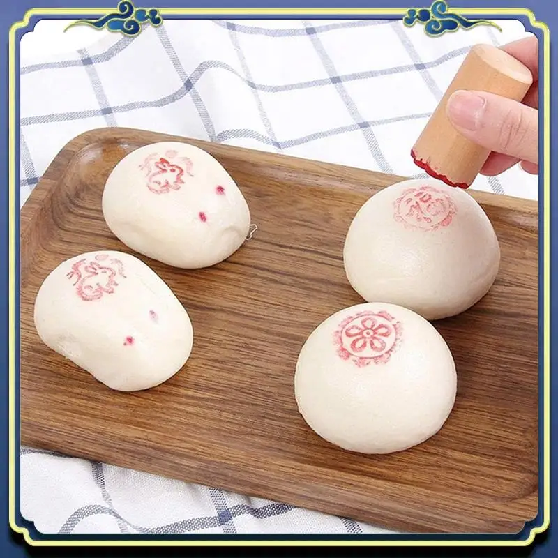 

L55A-Wooden Mooncake Stamps Hand Pressure Cake Maker Mold Traditional Chinese Moon Cake Stamps Manual Round Wooden