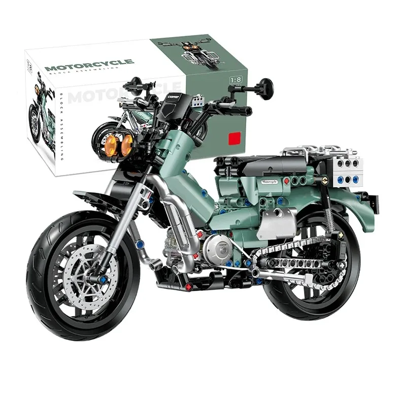 1:8 City Racing Motorcycle Bouwstenen Sets MOC Motor Racer Technische Kerstcadeaus voor Kinderen Jongens Kinderen Blokken Speelgoed