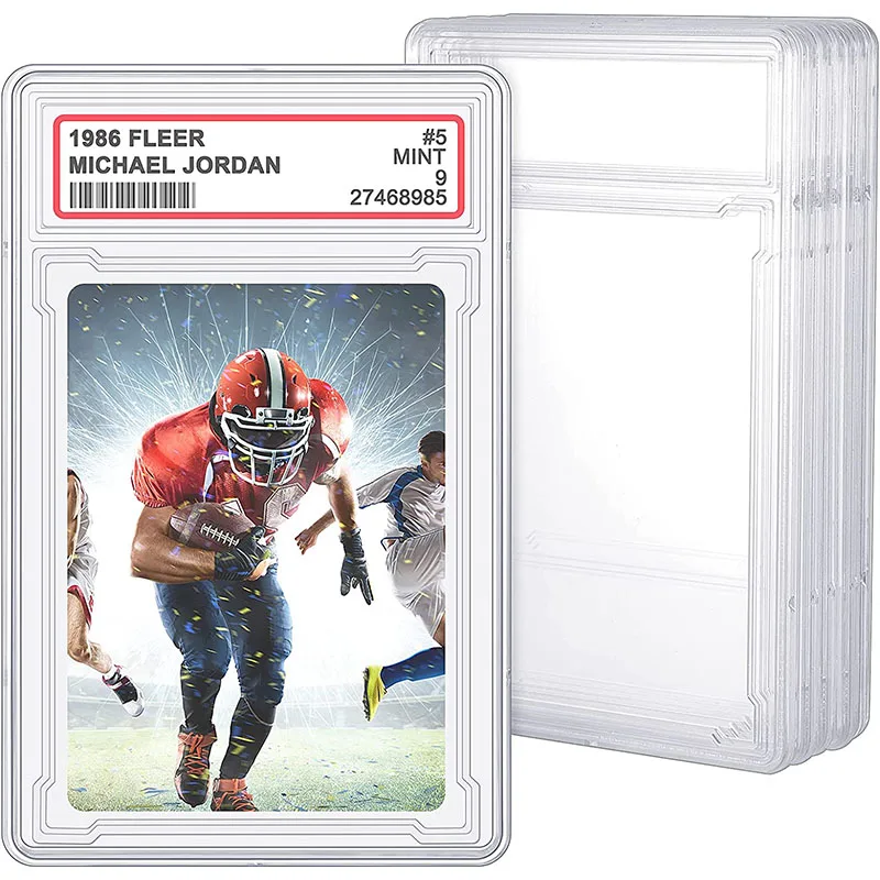 Acrílico Trading Cards Protector Case, Titulares do cartão de beisebol com Etiqueta Posição, Mangas de cartão rígido para cartão de jogo, 10Pcs por pacote