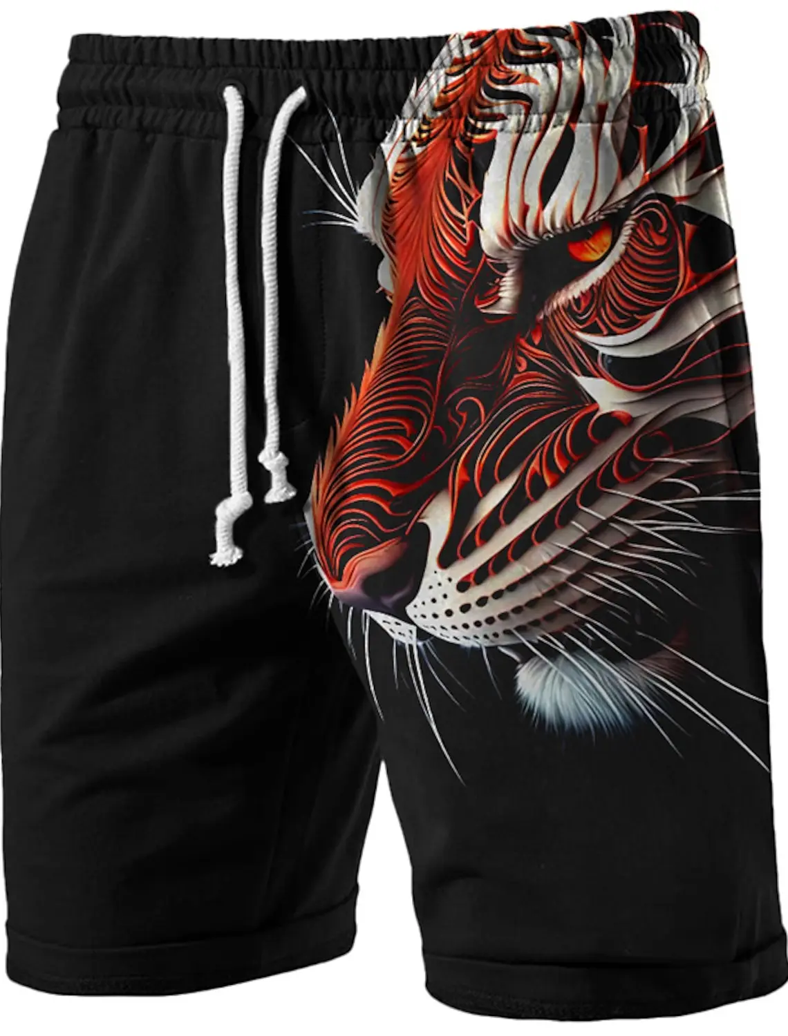 Pantalones cortos de playa para hombre, Shorts con cordón, estampado 3D de tigre Animal, estampados gráficos, transpirables, suaves, ropa de calle diaria para vacaciones