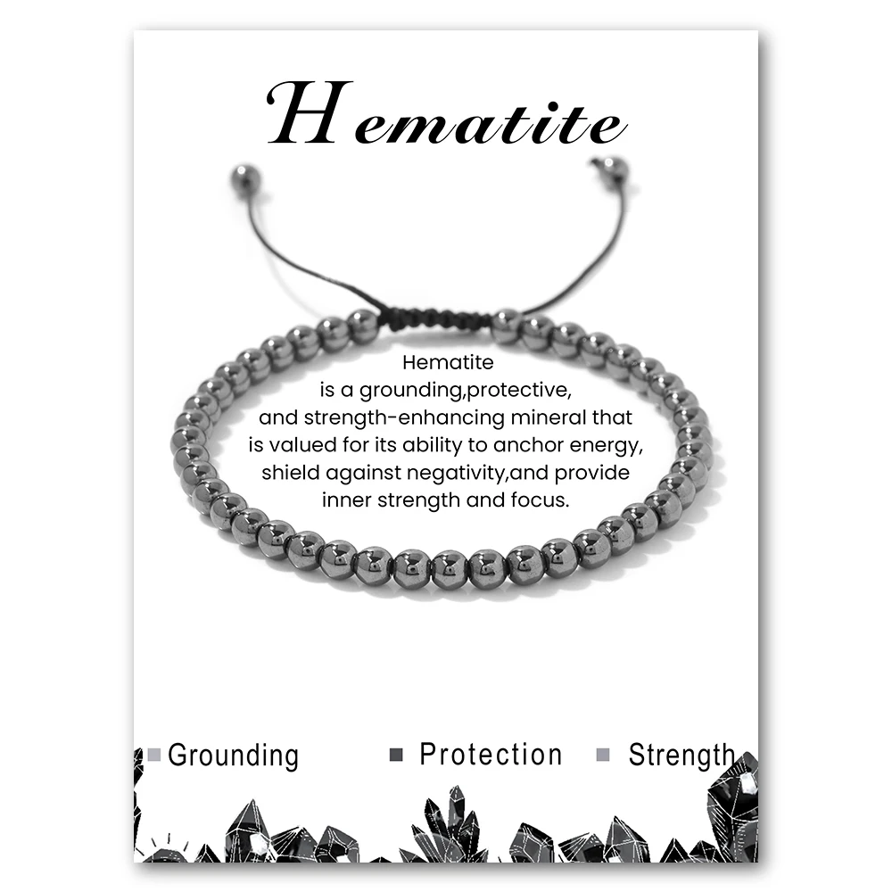 Natural Stone Hematite Bracelet 4mm Round Tiger Eye Amazonite Beads Bracelets for Women Men Friendship Jewelry Gift Wholesale