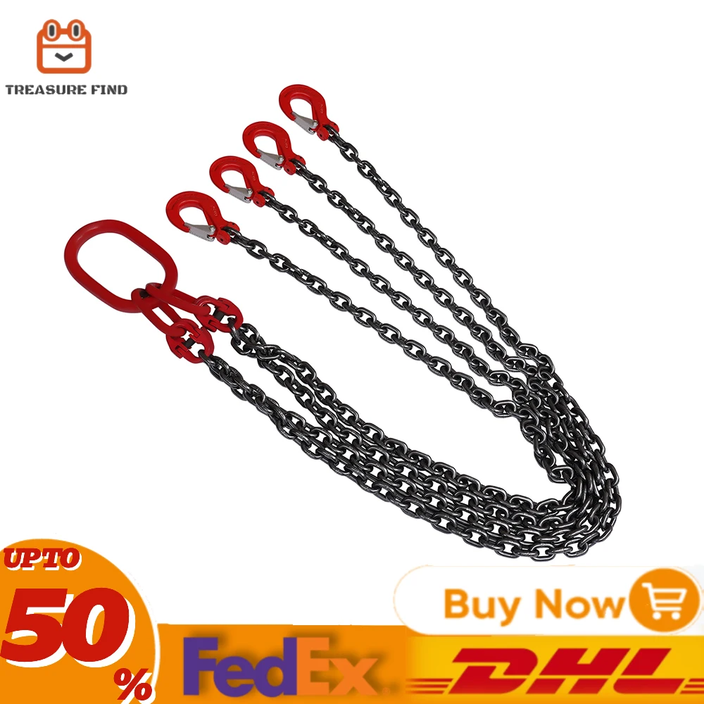 Chain Sling 5T Payload Heavy Duty Lifting Chain 4 Chain Root Large Load Capacity G80 Alloy Steel Sling Lifting Tool