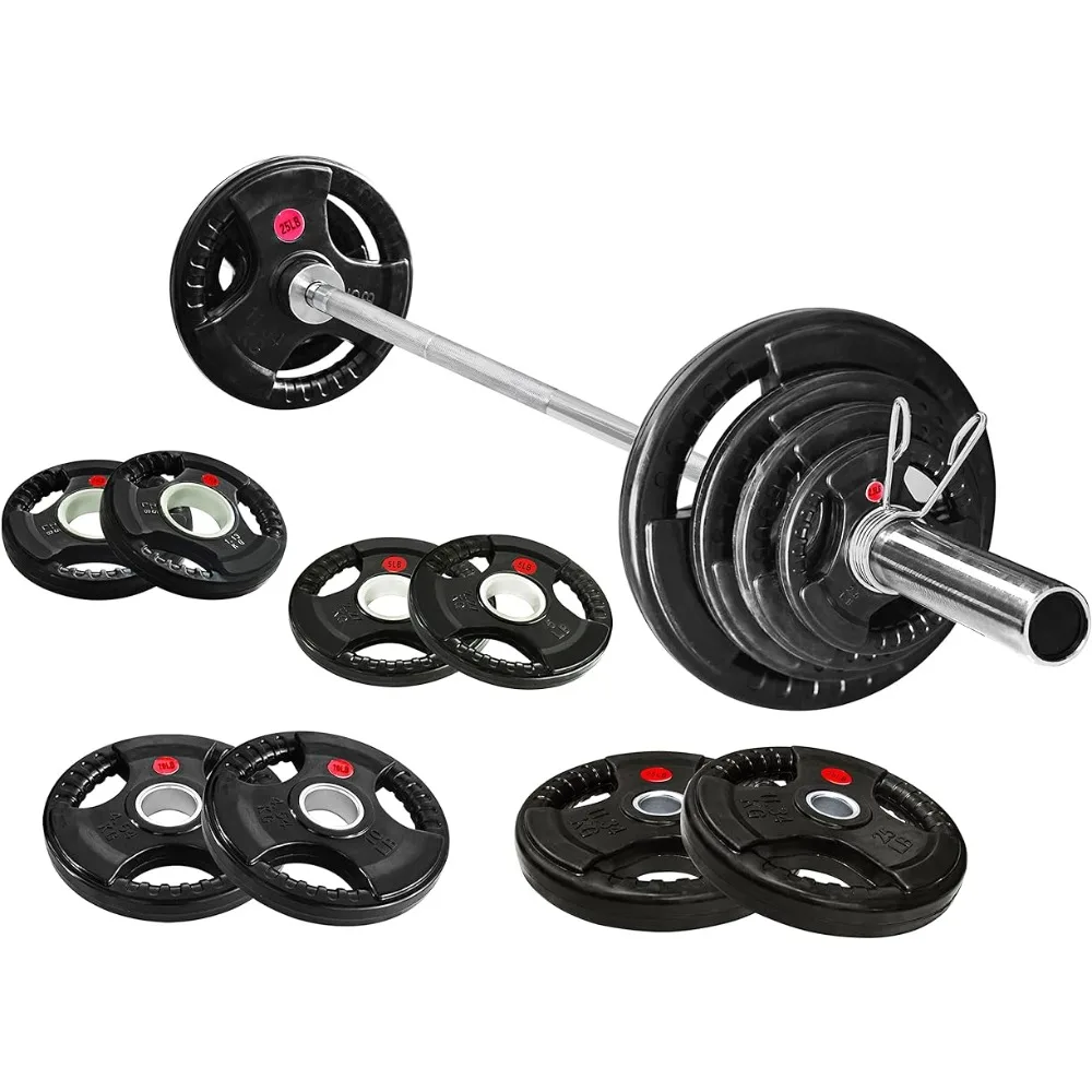 

Cast Iron 2-Inch Weight Plates Including 7FT Barbell, 130-Pound, 300-Pound or 325-Pound Set, Multiple Packages