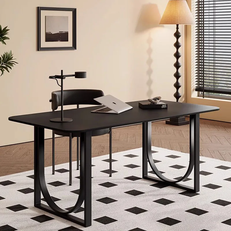 Black Medieval French Retro Rock Board Office Desks Home Computer Desks Minimalist Living Room Tea Table Mesa Home Office AA