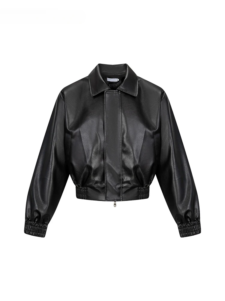 

Spring Autumn Men's Cool Oversized Black Soft Pu Leather Jacket - Zipper Luxury with American Vintage Style Mens Jacket