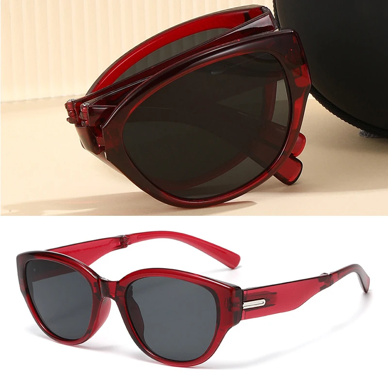 Neue Vintage Cat-Eye Sonnenbrille für Damen und Herren, Faltbare Sonnenbrille, Ovale Brillen für Männer und Frauen, Runde Brillengestelle