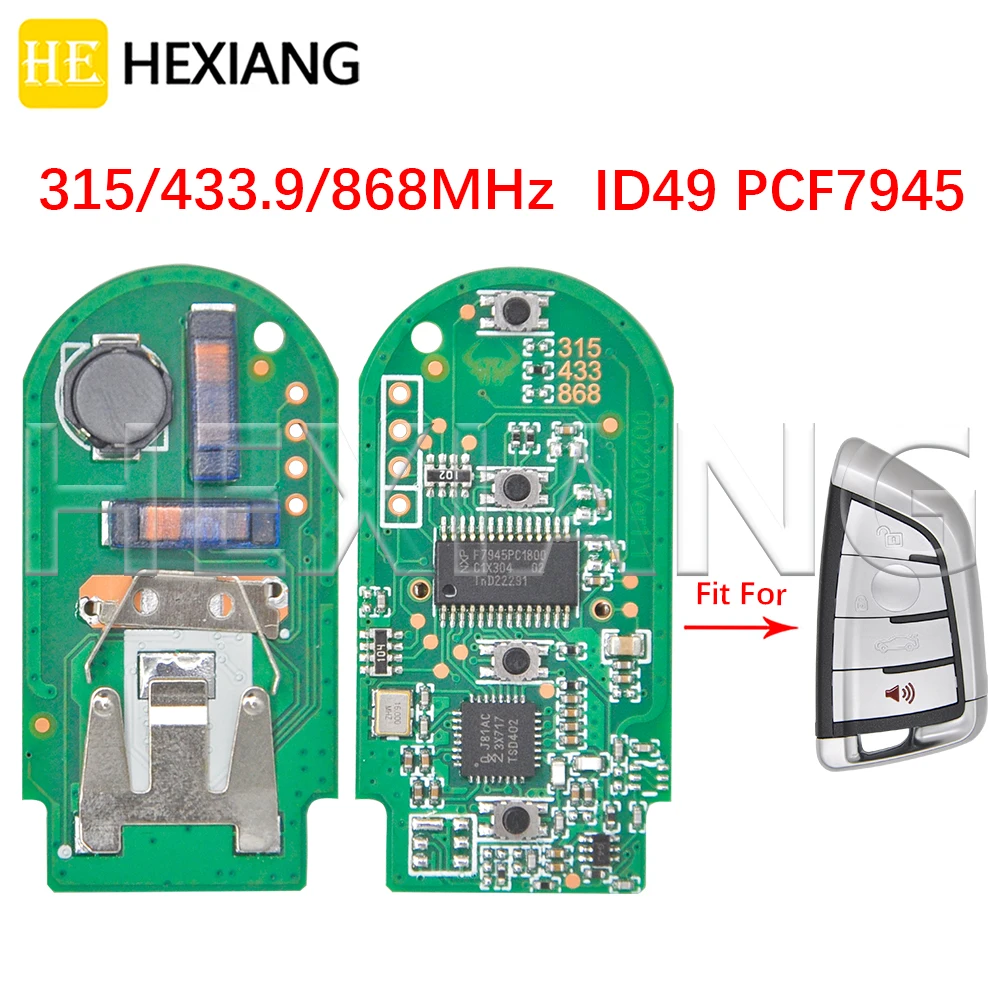 HE ID49 Chip PCF7945 Chip 315/433.9/ 868MHz Car Remote Key PCB HUF5663 HUF5667 HUF5661 per BMW serie 3 5 7 X3 X5 F