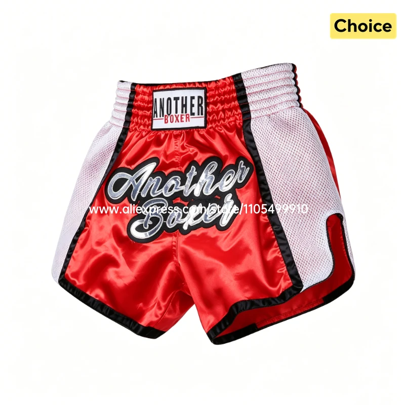 Shorts für Muay Thai mit Netzseitenöffnung Boxshorts für Männer Frauen Kinder Rote Kampf-Kickbox-Shorts Sparring BJJ MMA Trainingshosen