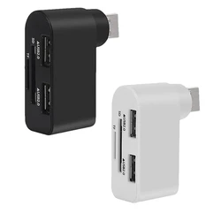 Hub USB girevole 4 In 1, Hub per Laptop, Hub USB portatile con rotazione di 180 gradi, Docking Station Hub USB (nero + bianco)