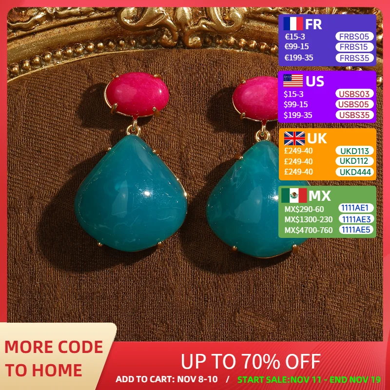 

Vintage Blue Earrings Drop Natural Stone Rose Luxury Designer Dangle Brand Jewelry Charms Gold Color Wedding Bridal 2025 Trends