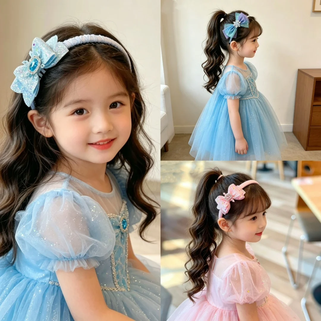 New Anime Frozen little girl headband Kawaii Princess Aisha crown dress accessories girl hair accessories gift