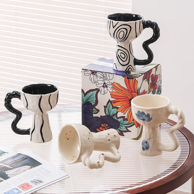 

Creative & Unique Craft Mug | Tall Retro Ceramic Coffee Cup | Ice Cream & Afternoon Tea Cup | 245ML Gift Box Set