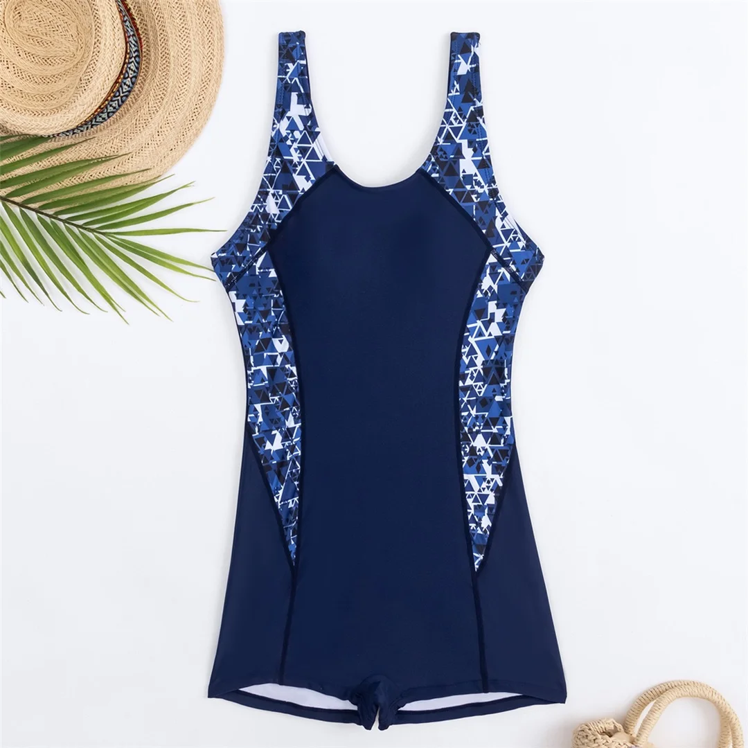 S - XXL 2026 Neuer bedruckter, einteiliger Badeanzug mit Splicing-Design für Damen, rückenfreier, gepolsterter Badeanzug mit Shorts, Badebekleidung, Badeanzug V7770 – Detail 13