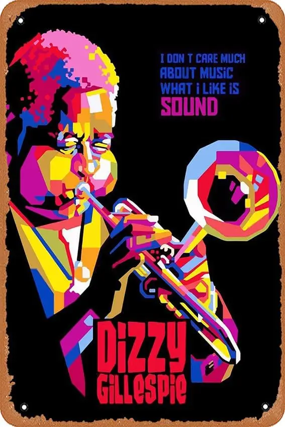 muecddoa Metal Music Poster - Music Dizzy Gillespie WPAP - 8x12 Tin Signs Plaque Bar Pub Vintage Style Wall Decor.