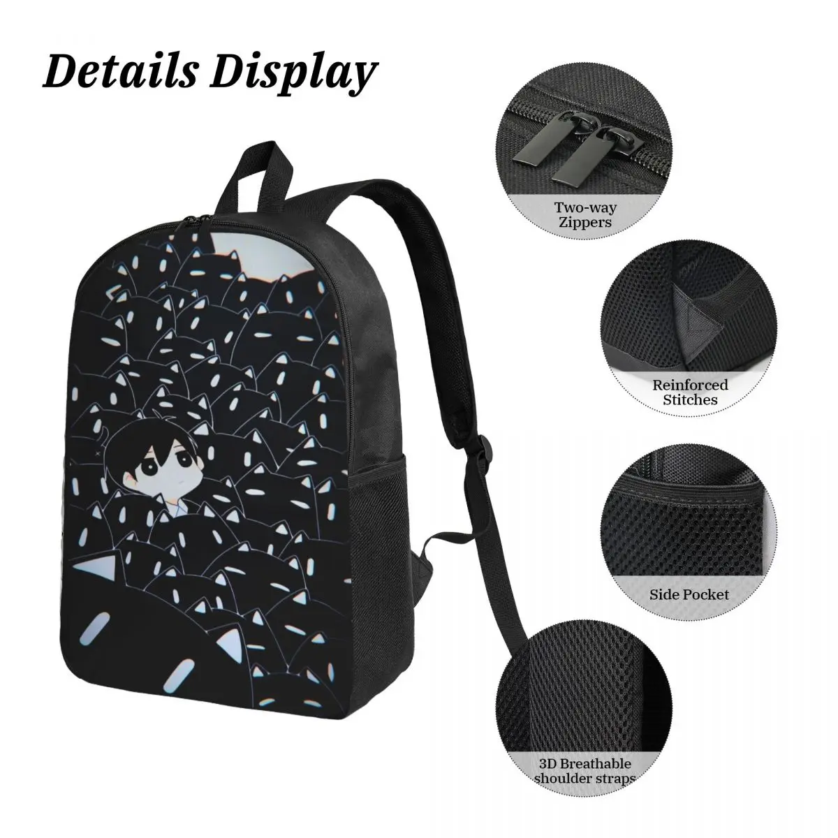 3Pcs Omori Backpack Set for Children Pencil Boxes Bookbag Sets with Lunch Box For School Students Knapsack