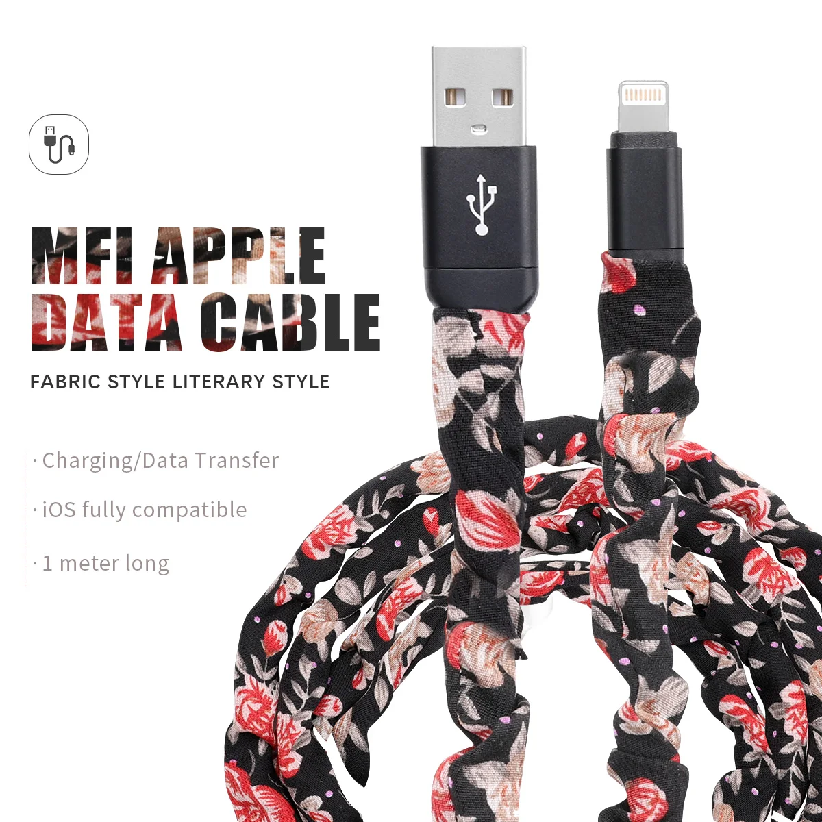 Holiday Gifts Personalized printed pattern Cable for iPhone 3.3ft USB A for iPhone14 13 12 Pro XR XS Plus